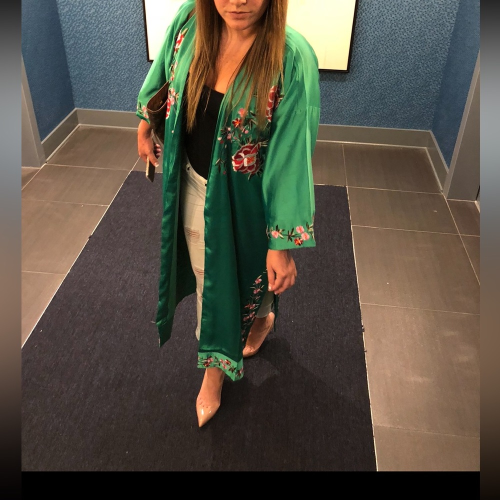 Topshop Green Floral Topper